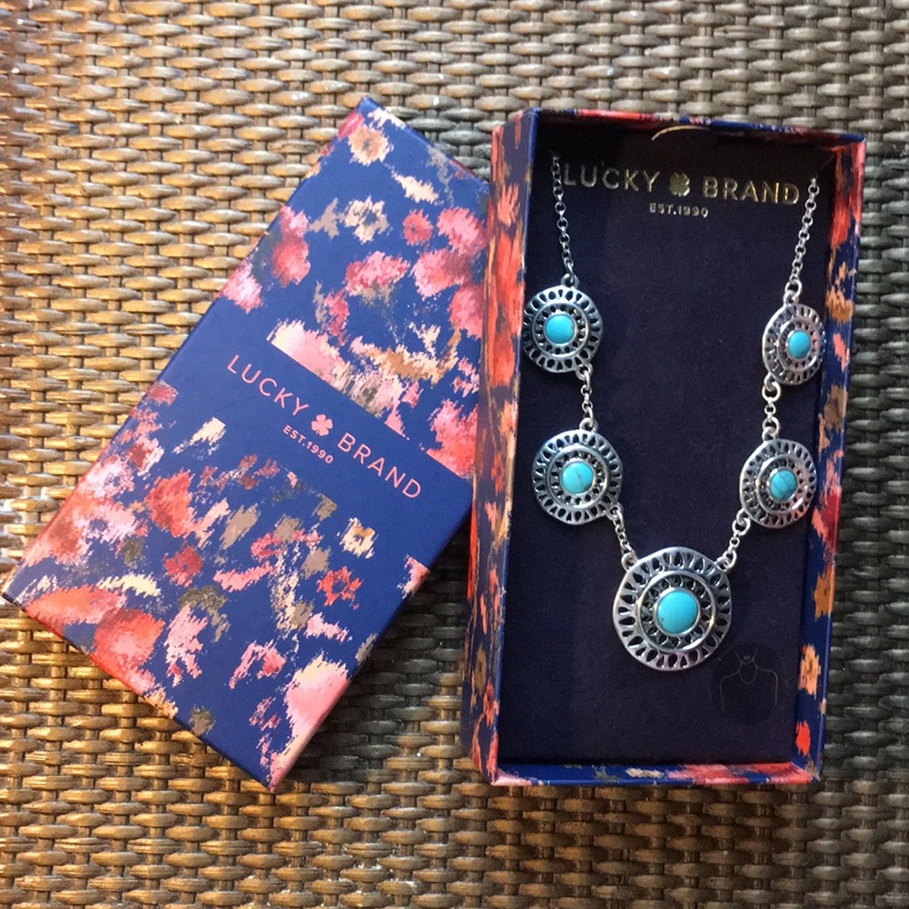 🍀Lucky Brand semi prec turquoise/silver necklace - Picture 2 of 8